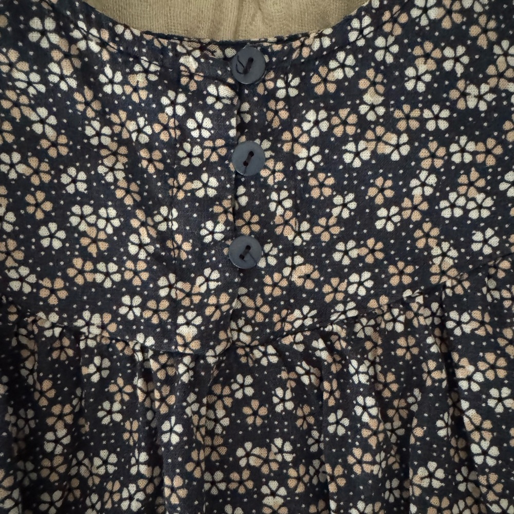 Rylee + Cru Navy and Cream Floral Romper with Headband - Picture 3 of 6